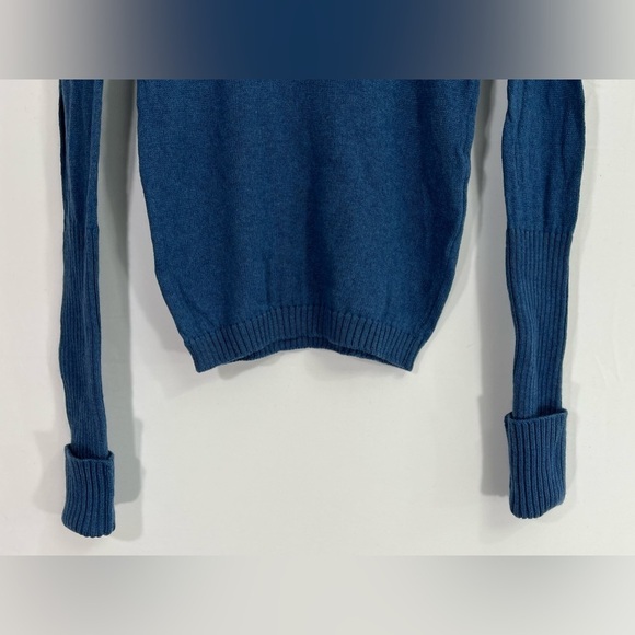 Deposito54 100% Wool Soft! Italy Made Women Small Knit Turtleneck Blue Sweater - Picture 7 of 9